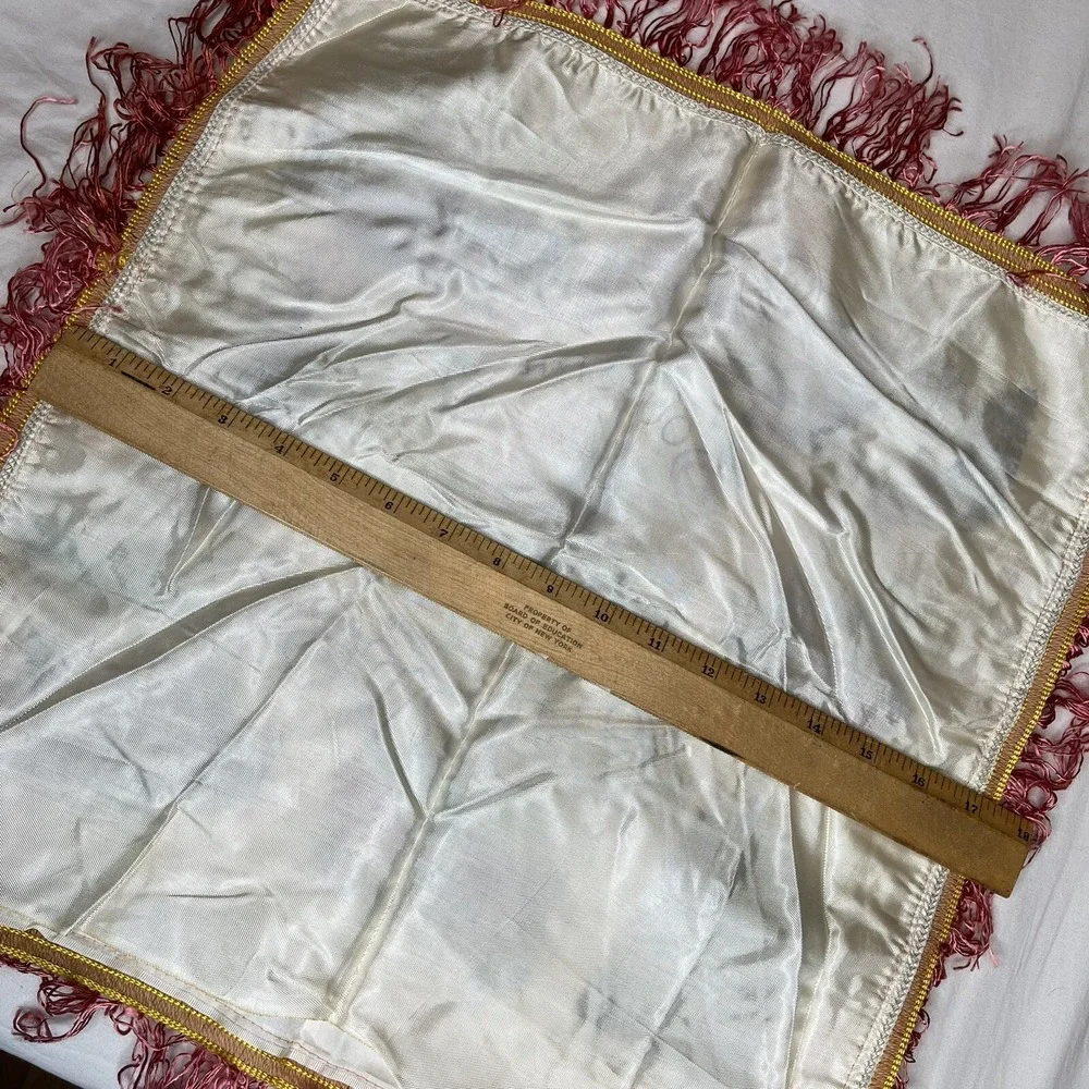 Vintage‎ Souvenir of Denver Satin &Fringe Pillowcase Square 17